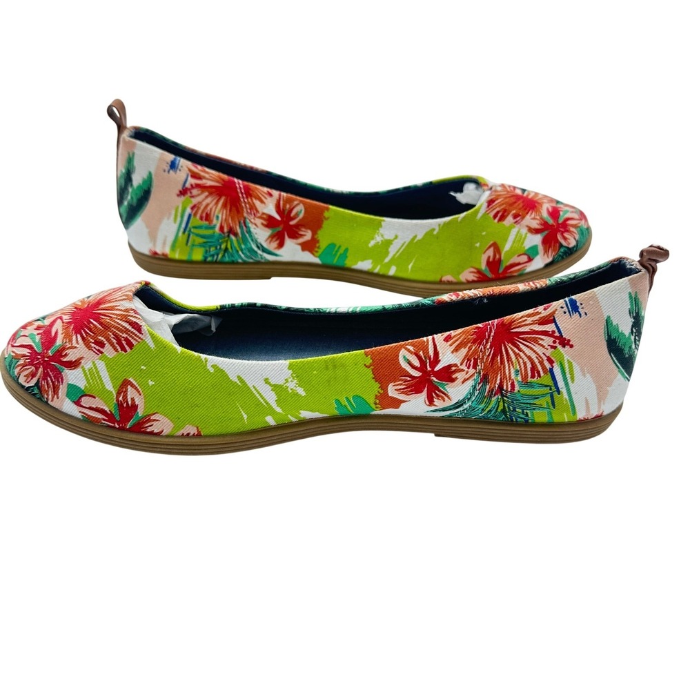 Mudd Ballet Flats Women 8 Green Red Tropical Floral MDCOSMICPRINT NEW - Picture 7 of 11